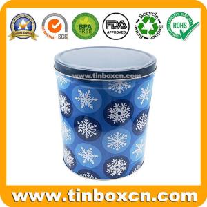 Wholesale basket: 3.5 Gallon Empty Christmas Gourmet Popcorn Tin Gift Basket with Lid