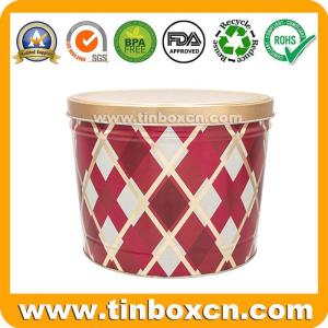 Wholesale custom retail packaging: 2 Gallon Custom Popcorn Tin Gift Basket for Holiday Sale and Wholesale