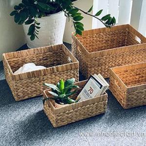 Wholesale water hyacinth baskets: Set/4 Round Water Hyacinth Baskets