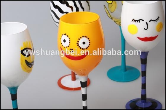 Hand Painted Custom Logo Drawing Long Stem Wine Glass