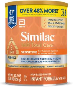 Wholesale infant formula: Similac 360 Total Care Sensitive Infant Formula, with 5 HMO Prebiotics, for Fussiness & Gas Due To L