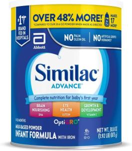 Wholesale baby powder: Similac Advance Infant Formula with Iron, Baby Formula Powder, 30.8-oz Can