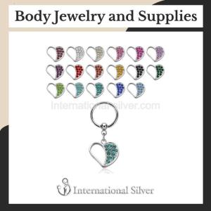 Wholesale a: Wholesale Hoops/Captive Rings with A Gemmed Heart Danglings