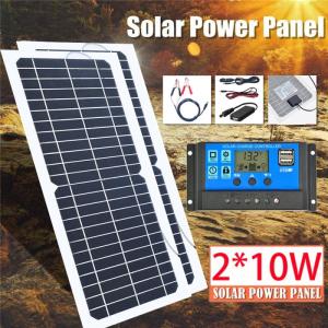 Wholesale 12v lead acid charger: 18V 2x10w Solar Panel Battery Charge with Dual USB Solar Controller(Option) for Home/Outdoor