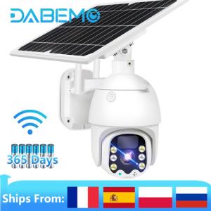 Wholesale colored ceiling panels: 1080P WIFI Camera 8W Solar Outdoor IP Camera Rechargeable Battery Powered PTZ Speed Dome Camera