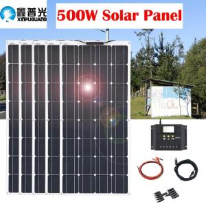 Wholesale golf car batteries: 500W Flexible Mono Solar Panel for Car RV Boat Home Proof 12V Battery Charger
