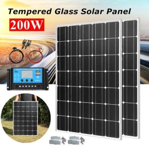 Wholesale battery charger: 100W 18V Mono Tempered Glass Solar  Kit with Solar Controller  Battery Charger for RV Boat Car