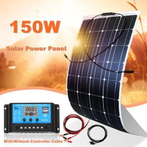Wholesale batteries: 150W Flexible Solar Kits for Car RV Boat Home Proof Battery Charger with/Without Controller
