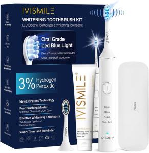 Wholesale led moving head light: IVISMILE 3% Hydrogen Peroxide Whitening Toothpaste Sonic LED Electric Toothbrush
