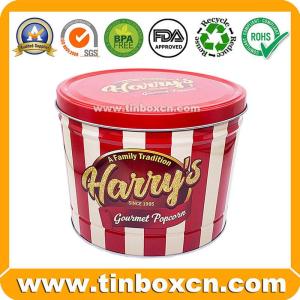 Wholesale Metal Packaging: Customized 2 Gallon Metal Tin Box Popcorn Bucket with Lid for Food Packaging