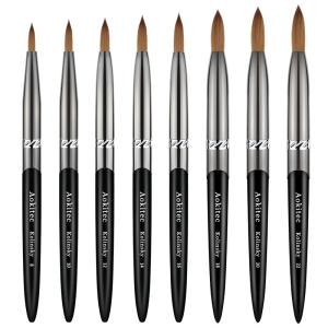 Wholesale correction pens: Aokitec Kolinsky Acrylic Nail Brush #12 Oval Crimped Sable Acrylic Brush Wood Nail Art Brush for Acr