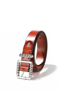 Wholesale leather belt: Men's Genuine Cow Leather Belt Casual Screw Thread Buckle Metal Loop Fashionable Real Leather Belt