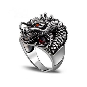 Wholesale Rings: Jewelry Men's Thailand Sterling Silver Dragon Ring Vintage Jewelry