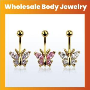 Wholesale flower: Wholesale Gold Anodized 316L Steel Belly Banana | Acha
