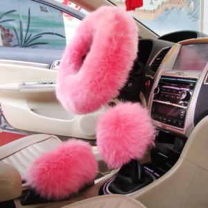Wholesale steering cover: Warm Fluffy Fuzzy Australian Genuine Sheepskin Car Steering Wheel Cover