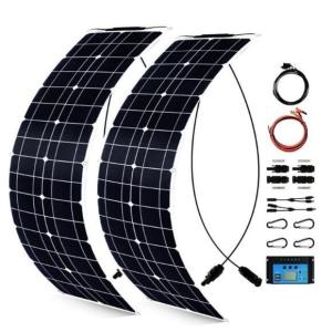 Wholesale wind energy battery: 300W Monocrystalline Flexible Solar Panel Kit for Motorhome 50A 12-24V