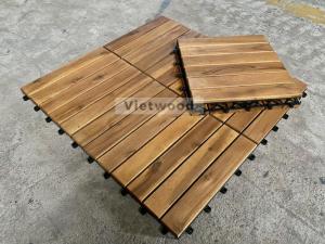 Wholesale flooring: 12 Slats Soiled Wood Flooring Interlocking Deck Tiles