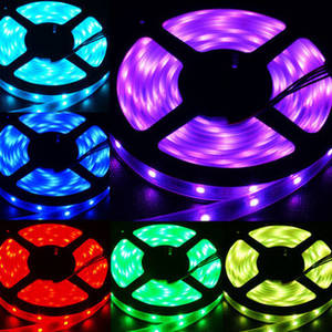 Wholesale power 3 rolls bending: LED Strip Light RGB Waterproof 5050 150/300LEDs Per Meter with 24/44keys Remote Controller