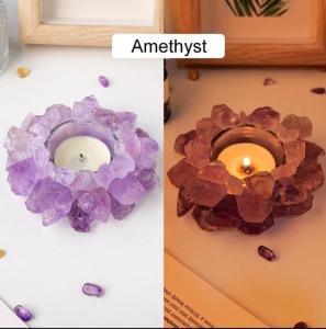 Wholesale natural stone: Natural Crystal Healing Gemstone Tealight Holder, Rough Stone Candle Holder, Home Decor Reiki Figuri