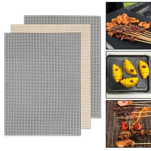 Wholesale outdoor bbq grill: PTFE Teflon Grill Outdoor Grid Mat High Temperature Resistance Non-stick BBQ Oven Baking Food