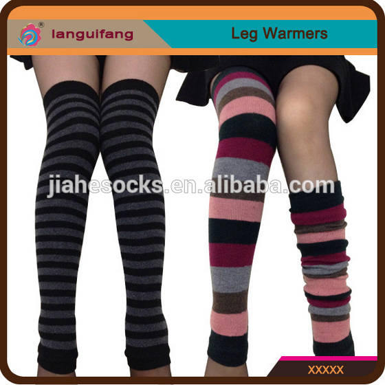 Women Girls Fashion Thigh High Stockings Striped Warm Over Knee Long Cotton Socks Hanican