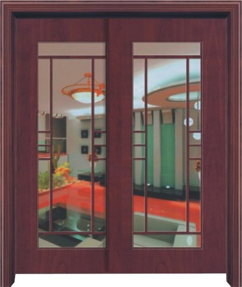 Wood with Glass Double Sliding Door  JD105 id 5425188 