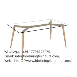 Wholesale home chairs & tables: Wooden Leg Dining Table with Glass Top DT-G03
