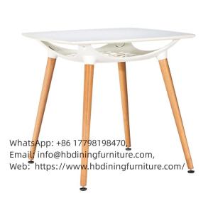 Wholesale glass furniture: Square Solid Wood Leg MDF/Glass Dining Table DT-M25