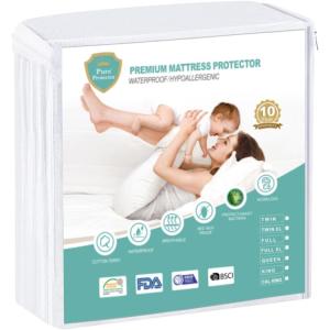 Wholesale mattress protector: Queen Size Bed Bug Proof Hotel Hypoallergenic Cotton Terry Fabric Waterproof Mattress Protector