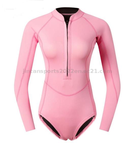 2mm Neoprene Women Shorty Wetsuit Long Sleeve Front Zip Winter Swimwear One Piece Bikiniid 3709