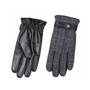 Wholesale soft fleece fabric: Harris Tweed Leather Gloves for Men with Touch Screen Tips