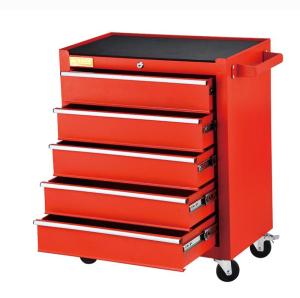 Wholesale cabinet handle: Workshop 5 Drawers Roller Tool Cabinet with Handle and Wheels