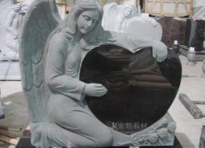 Wholesale western sculpture: Angel Heart Kneeling Granite Tombstone European Style Made by Nature Stone
