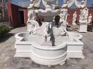 Wholesale granite flooring: Customized White Marble Pegasus Fountain