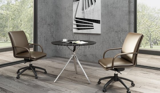 Louis Small Round Meeting Table In Gray, Round Office Conference Table