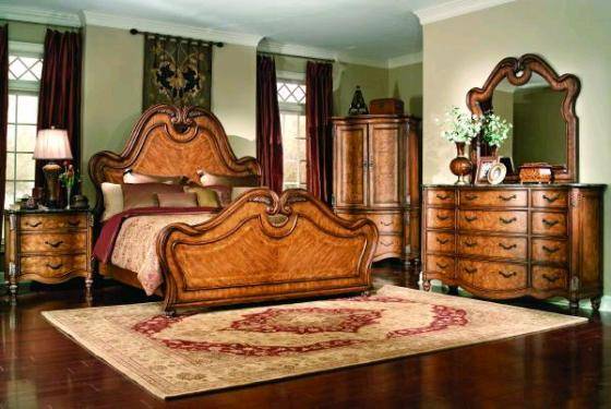 courcheval queen panel pecan bedroom set ~new furniture(id:3164771