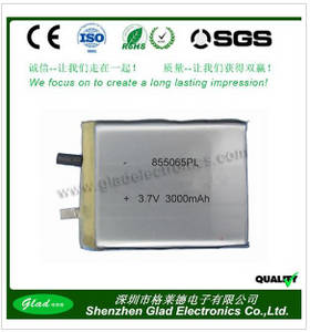 Wholesale car mp3 player: Li-polymer Battery 855065 3.7V  Polymer Li-ion Battery 3000mAh for PC