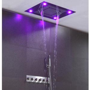 Wholesale Shower Sets: Chromotherapy Shower Set Four Function Large Size LED Shower Head Bathroom Shower System