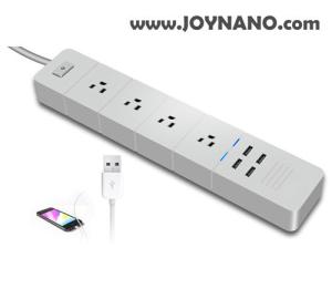 Wholesale universal laptop charger: JoyNano 4AC 4USB Power Strip 2500W 10A Surge Protector