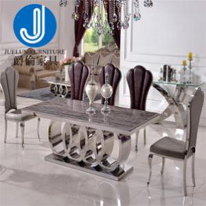 Wholesale metal dining room sets: Wholesale Gold Metal Stainless Steel Dining Room Sets Marble Dinning Table Chairs Set