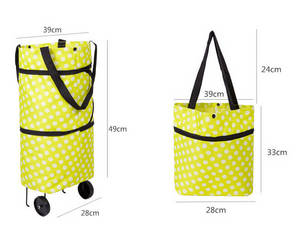 Wholesale folding cart: Foldable Recycle Trolley Shopping Bag Promotion Trolley Shopping Cart with Wheels
