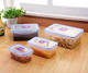 4PCS Reusable Microwaveable Stackable Plastic Food Storage Container Set with Seal Lid