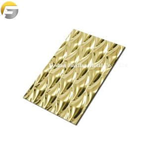 Wholesale titanium plate: AN014 Factory Supply 304 Metal Plates Titanium Gold Embossed Stainless Steel Sheets
