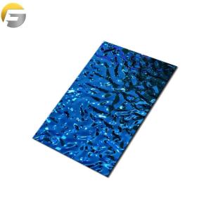 Wholesale steel panel: ANY002 Hot Customized 304 Metal Panels Sapphire Blue Decorative Water Ripple Stainless Steel Sheets