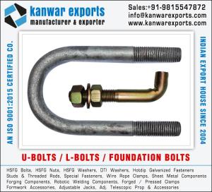 Wholesale bolts: U-Bolts L-Bolts Fasteners Manufacturers Exporters in India Ludhiana Https://Www.Kanwarexports.Com +9