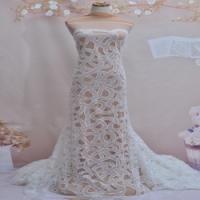 New Embroidery White Sequin Netting Fabric Beaded Lace Fabric Tulle Lace with Bead New Embroidery Wh