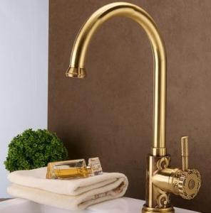 Wholesale bathroom taps: Antique Brass Carved Court Style Kitchen/Bathroom Sink Tap TA630L