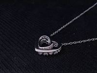 Neffly Pierced Heart Necklace Classic 925Silver Plated Platinum Free Shippping