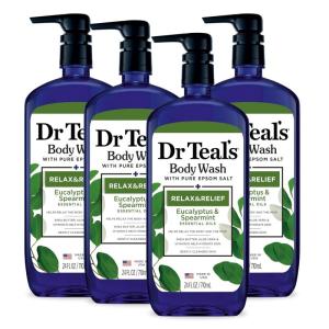 Wholesale body wash: Dr Teal's Body Wash with Pure Epsom Salt, Relax & Relief with Eucalyptus & Spearmint, 24 Fl Oz (Pack