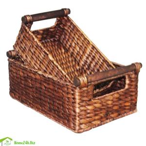 Wholesale gi: Basket Water Hyacinth with Wooden Handle S/2